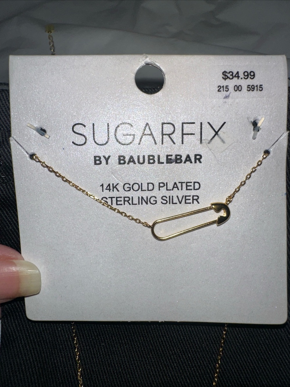 Gold Plated Safety Pin Necklace - Gold
